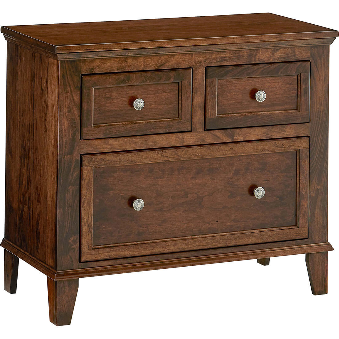 Cherry Belmont 3-Drawer Wide Nightstand