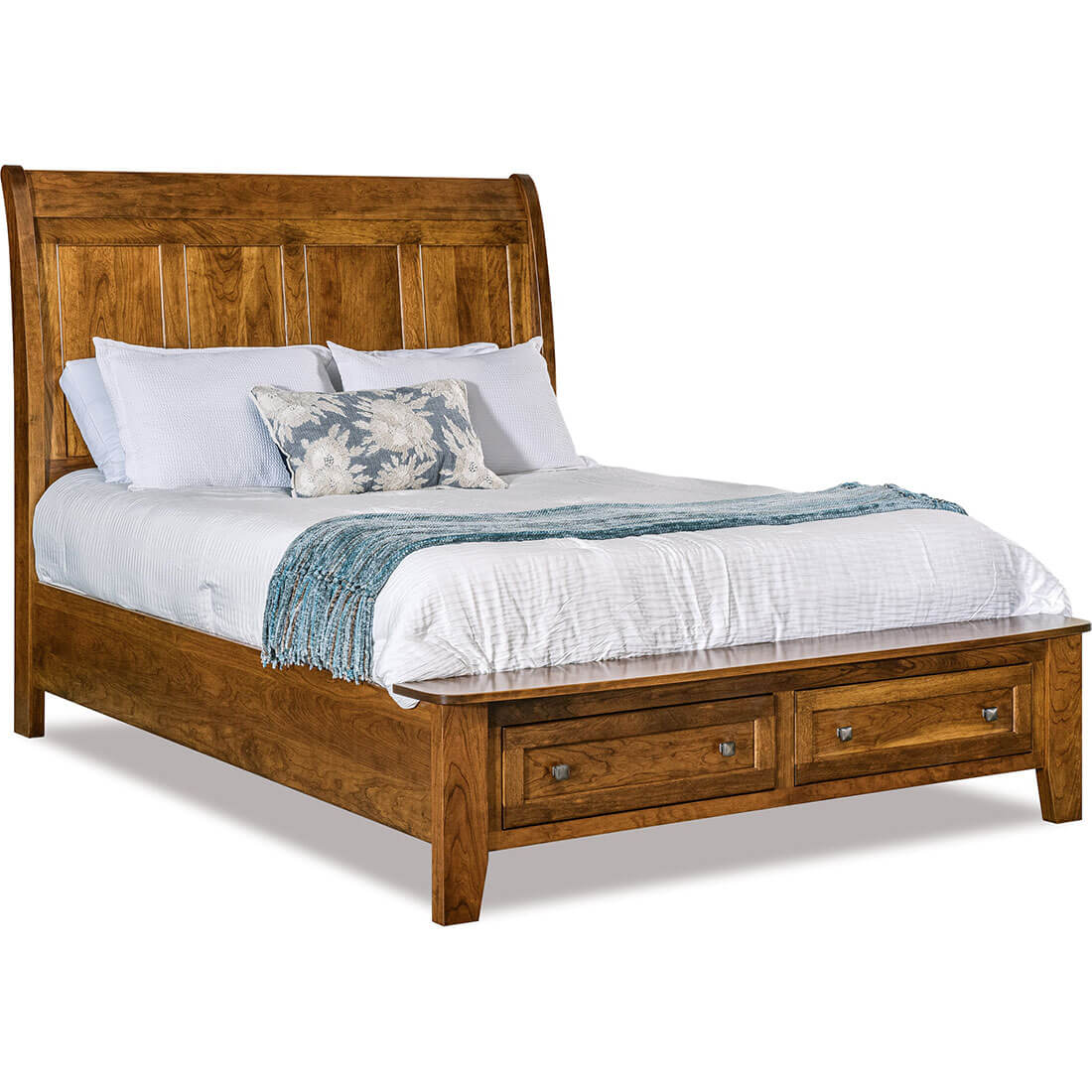 Cherry Belmont Sleigh Bed w/ Footboard Storage
