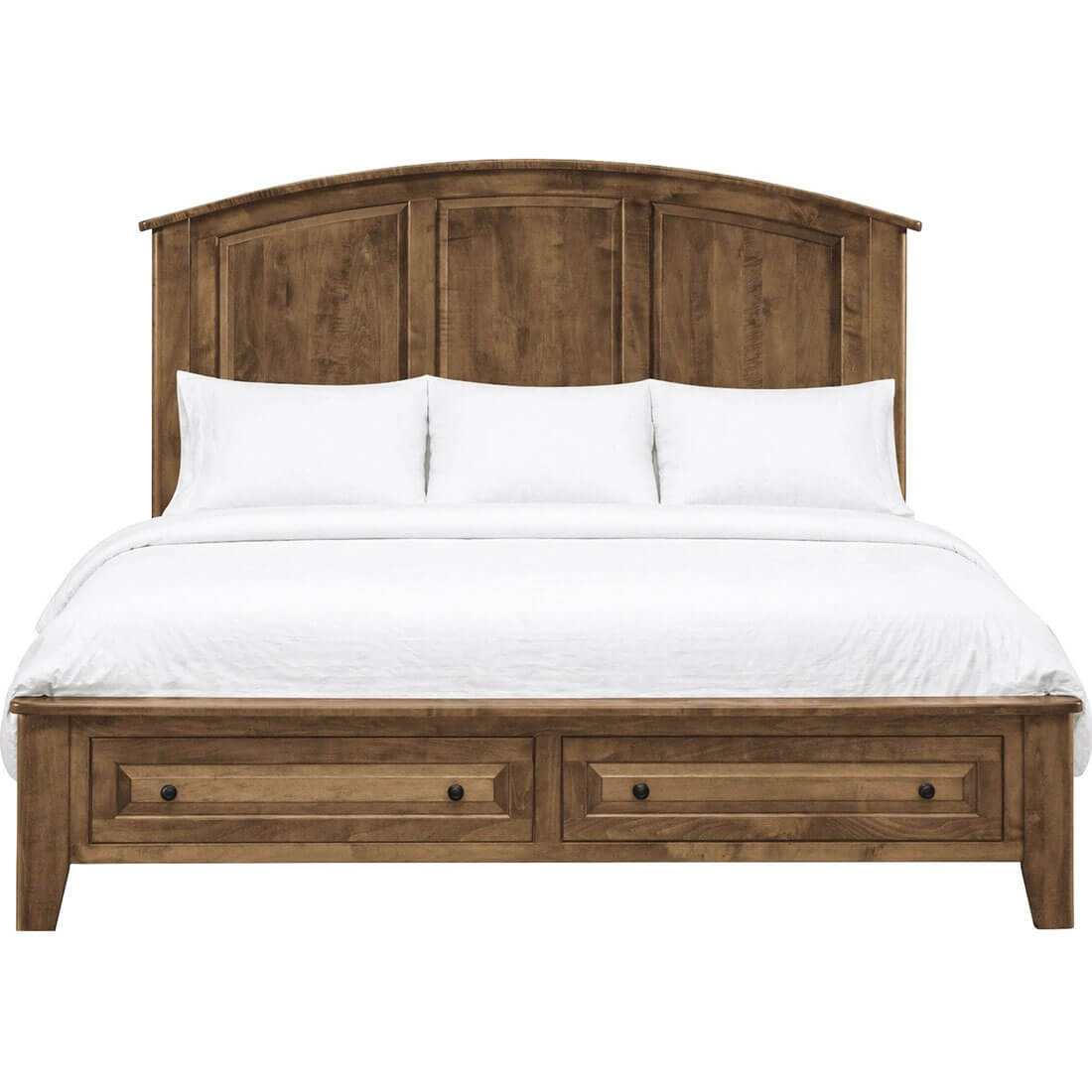 Maple Carson Arched Panel Bed w/ Footboard Storage