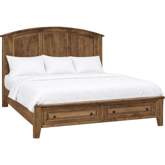 Maple Carson Arched Panel Bed w/ Footboard Storage