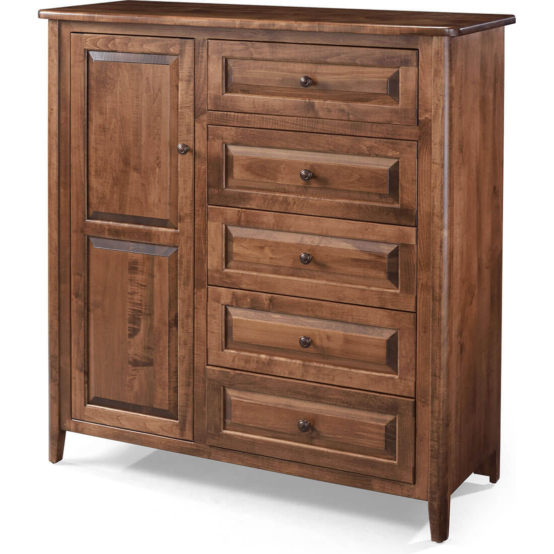 Maple Carson 5-Drawer, Single Door Chifforobe