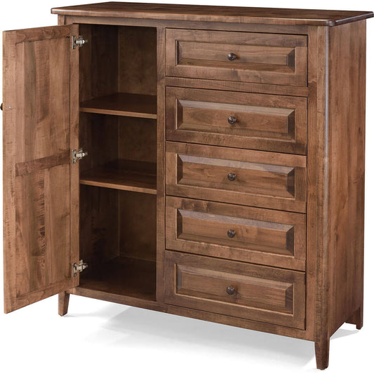 Maple Carson 5-Drawer, Single Door Chifforobe