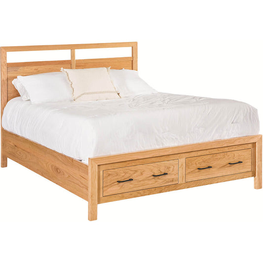 Cherry Maverick Platform Bed w/Footboard Storage