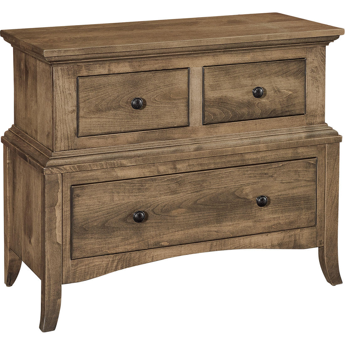 Maple Provence 3-Drawer Wide Stacked Nightstand