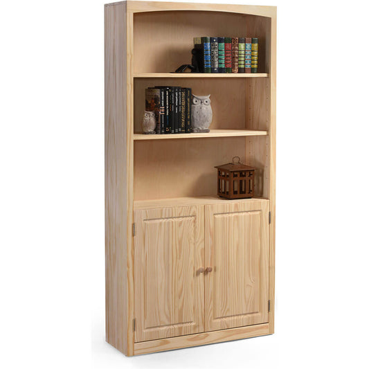 Pine Arched 30″W x 72″H Bookcase w/ Doors