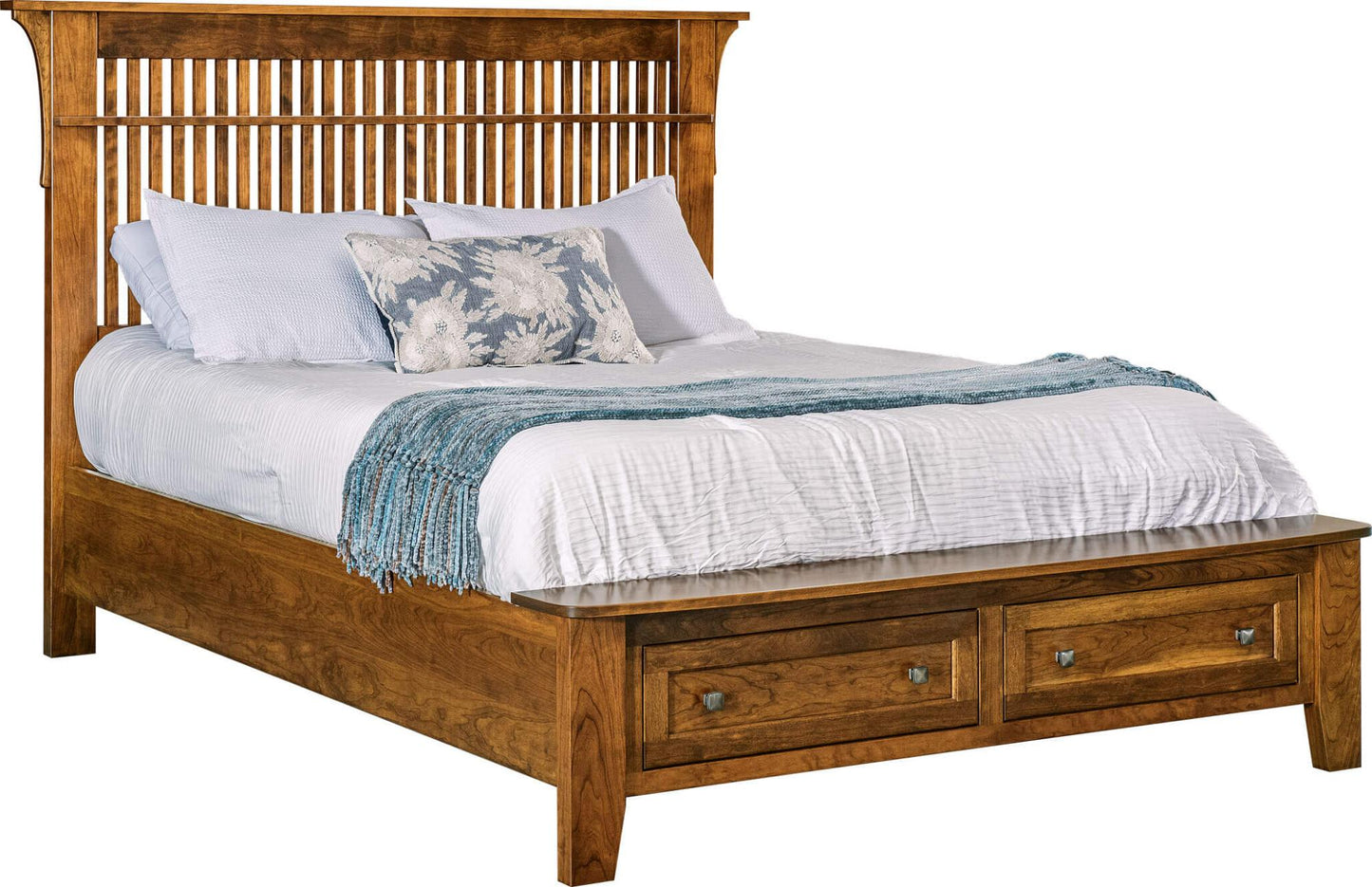 Cherry Leonhardt Slat Bed w/ Storage Footboard