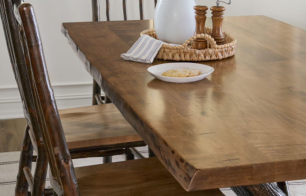 Maple + Hickory Mountain Retreat Live-Edge Trestle Table