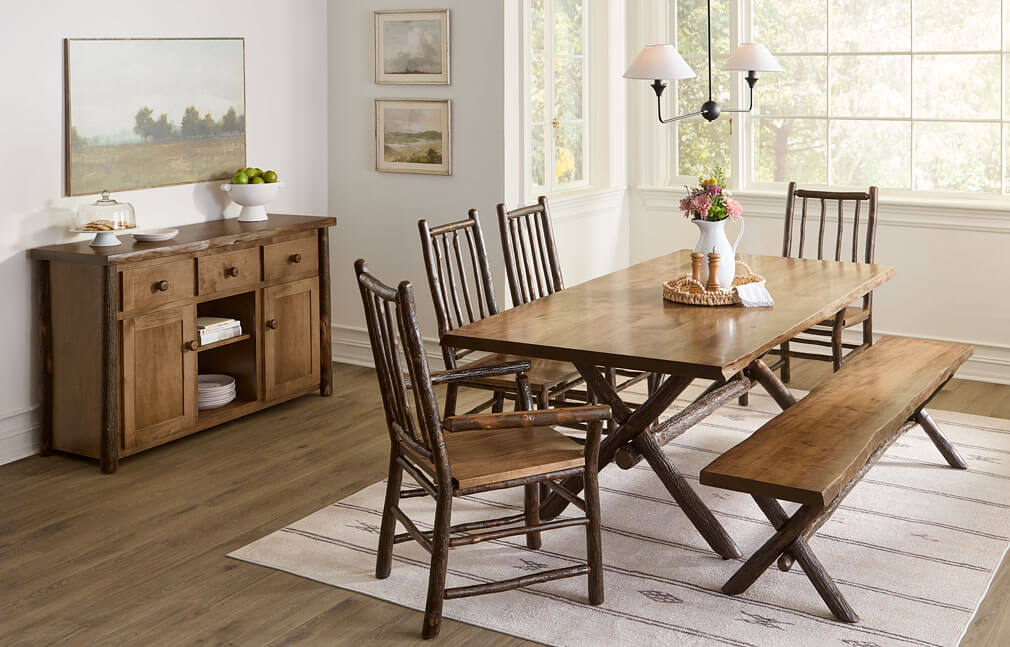 Maple + Hickory Mountain Retreat Live-Edge Trestle Table