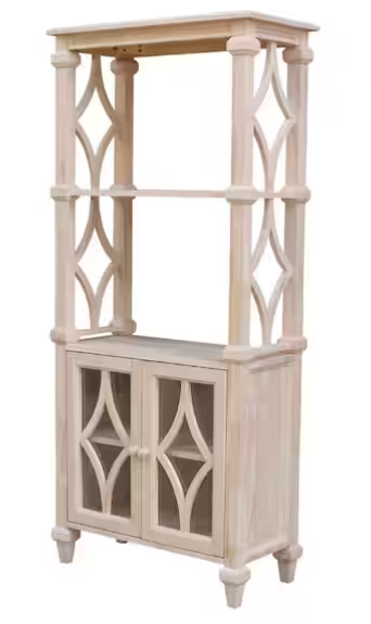 Parawood 32"W x 72"H Devine Bookcase w/Glass Doors