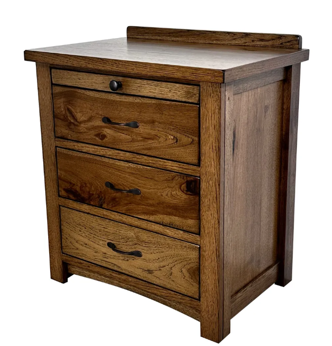 Customizable Modern Mission 3-Drawer Nightstand w/ Pullout Tray