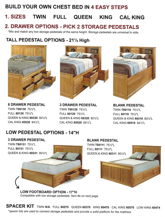 6 Drawer Low Shaker Chest Bed