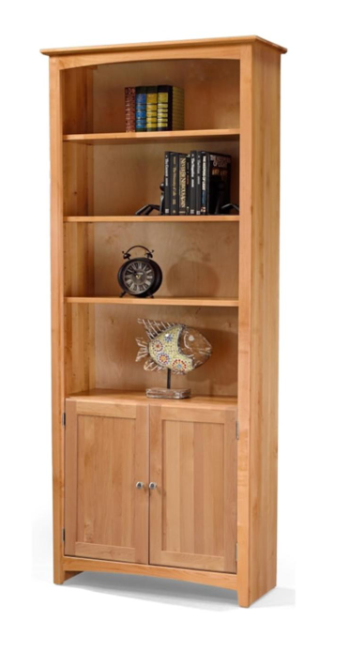 Alder Shaker 24″W x 84″H Bookcase w/Doors