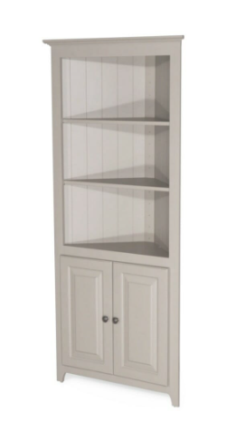 72" Pine Corner Bookcase w/ Bottom Doors