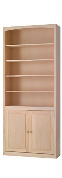 Pine Arched 24″W x 84″H Bookcase w/ Doors
