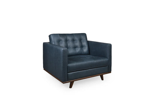 Edison Blue Leather Chair