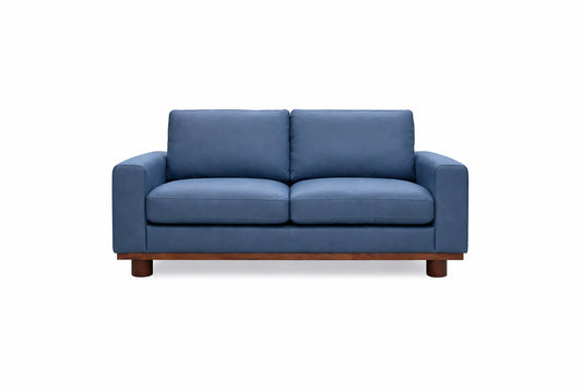 Alestair Blue Leather Loveseat