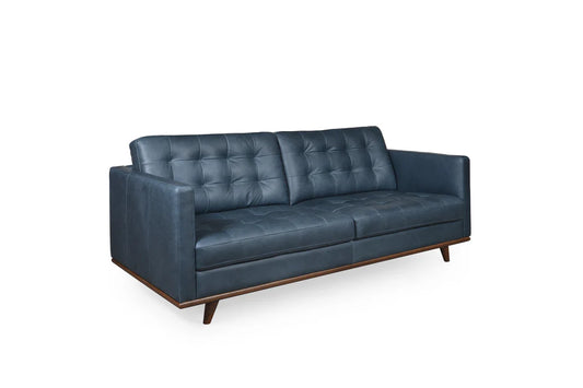 Edison Blue Leather Sofa